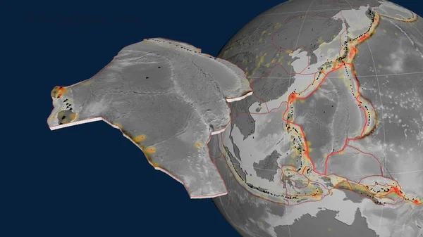 Piastra Tettonica Del Mar Delle Filippine Estrusa Presentata Contro Globo — Foto Stock