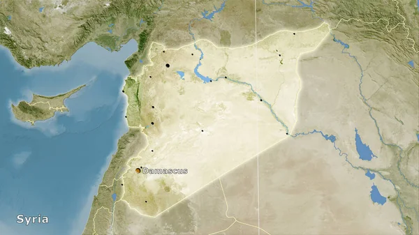 Syrië Kaart Van Satelliet Stereografische Projectie Hoofdcompositie — Stockfoto