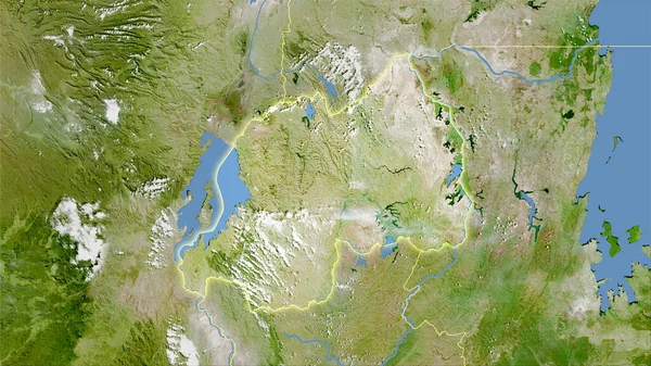 Територія Руанди Супутнику Карта Стереографічній Проекції Сира Композиція Растрових Шарів — стокове фото
