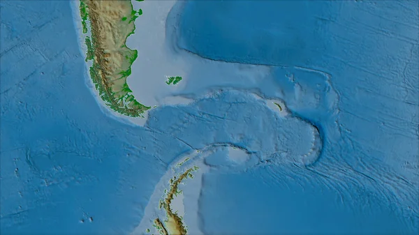 데르그린 지도에 스코샤 Scotia Tectonic Plate 가공하지 윤곽이 — 스톡 사진