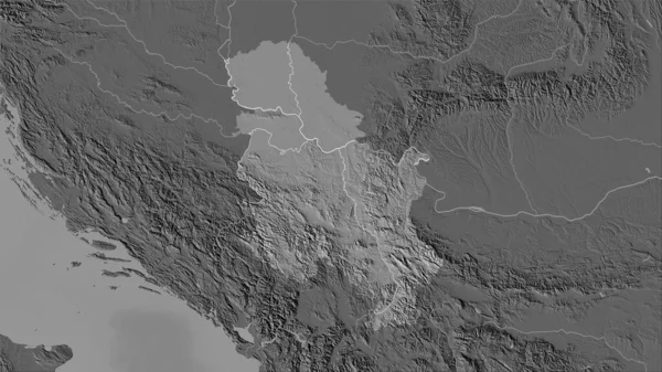 Área Serbia Mapa Elevación Bilevel Proyección Estereográfica Composición Cruda Las — Foto de Stock