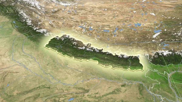 Népal Son Voisinage Perspective Oblique Distante Forme Rayonnante Imagerie Satellite — Photo