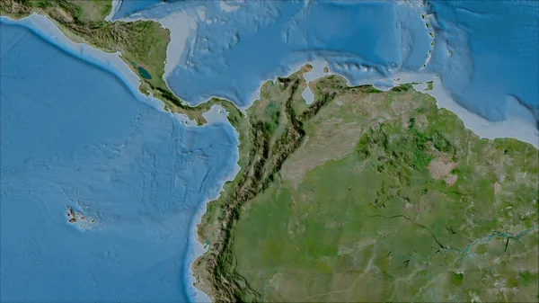 Sousedství Severních Tektonické Desky Mapě Satelitu Van Der Grinten Projekce — Stock fotografie