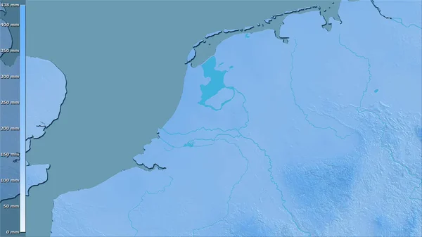 Precipitación Del Cuarto Más Húmedo Zona Los Países Bajos Proyección —  Fotos de Stock