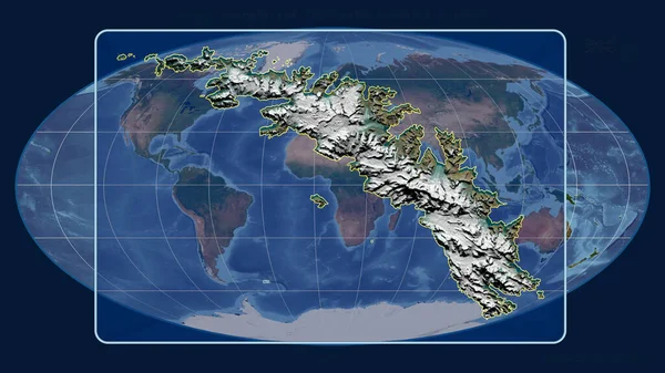 Dél Grúziára Való Tekintettel Mollweide Projekcióban Egy Globális Térképpel Szemben — Stock Fotó