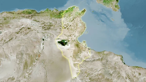 Túnez Satélite Mapa Proyección Estereográfica Composición Cruda Capas Trama Con — Foto de Stock