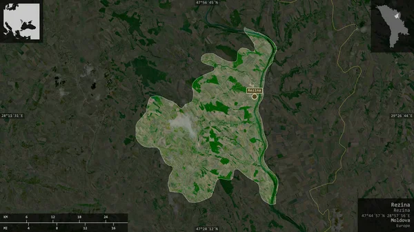 Rezina Okres Moldavsko Satelitní Snímky Tvar Prezentovaný Venkově Informativními Překryvy — Stock fotografie