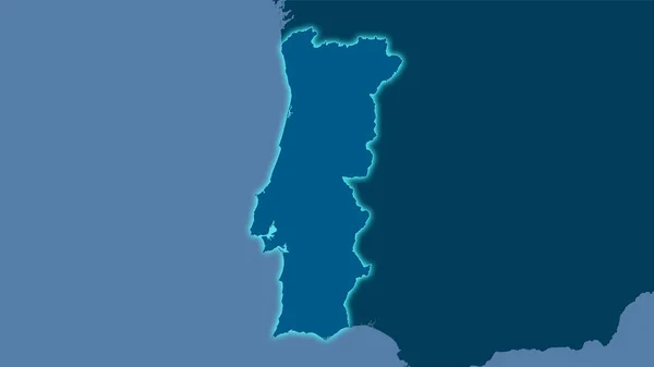 Περιοχή Της Πορτογαλίας Στον Συμπαγή Χάρτη Της Στερεογραφικής Προβολής Ακατέργαστη — Φωτογραφία Αρχείου