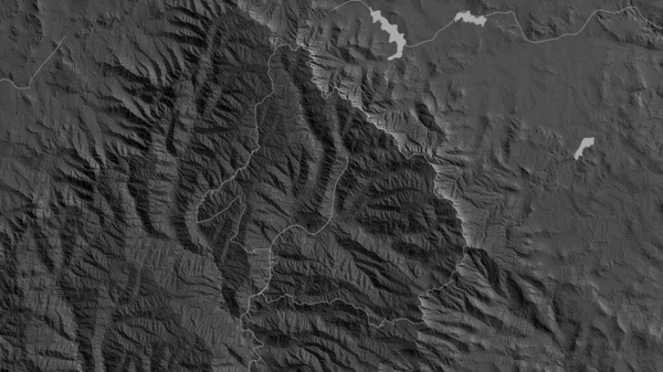 Mokhotlong 莱索托区 有湖泊和河流的灰度地图 形状与它的国家相对应 3D渲染 — 图库照片
