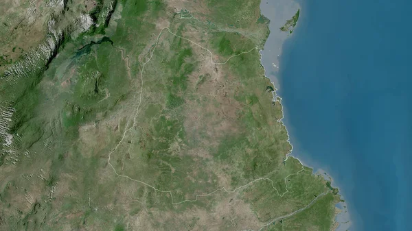 Lindi Regionen Tanzania Satellitbilder Form Som Skisseras Mot Dess Landområde — Stockfoto