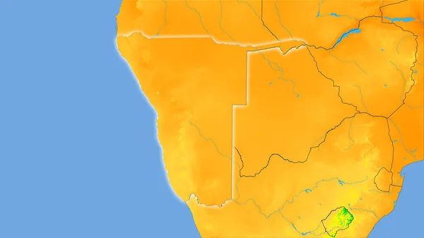 Obszar Namibii Rocznej Mapie Temperatury Projekcji Stereograficznej Surowa Kompozycja Warstw — Zdjęcie stockowe