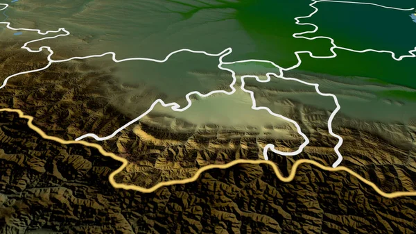 北奥塞梯 俄罗斯共和国放大和突出 主要自然景观特征 3D渲染 — 图库照片