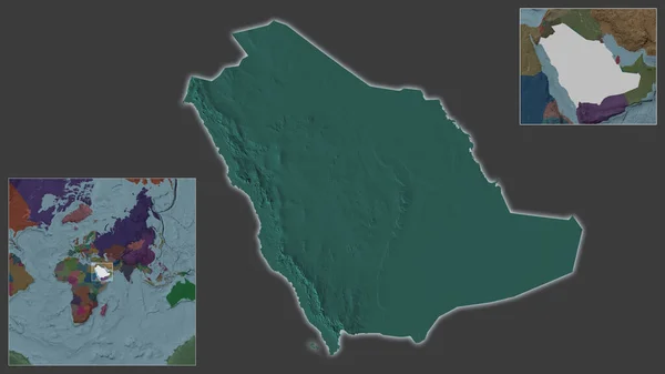 Крупный План Саудовской Аравии Расположение Регионе Центре Крупномасштабной Карты Мира — стоковое фото