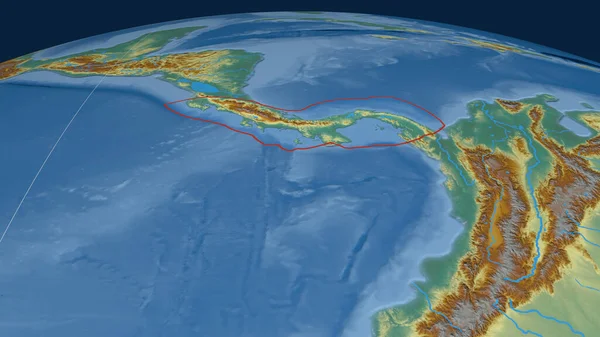 Panama Tektoniska Plattan Beskrivs Jordklotet Topografisk Hjälpkarta Rendering — Stockfoto