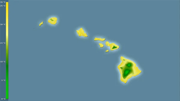 하와이 지역에서의 기온은 전설적 것으로 빛나는 래스터 의구성 스테레오 그래픽 — 스톡 사진