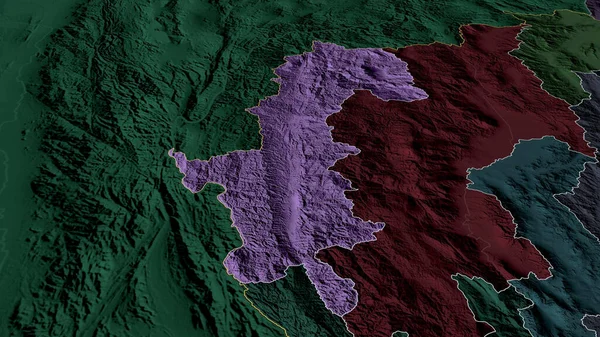 Mae Hong Son Provincia Tailandia Zoomed Destacó Mapa Coloreado Tocado — Foto de Stock