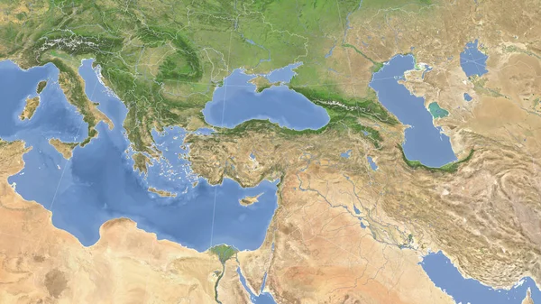 Turkije Zijn Omgeving Afstandelijk Schuin Perspectief Geen Contouren Satellietbeelden — Stockfoto