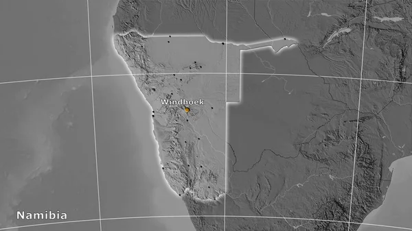 Zona Namibia Mapa Elevación Del Bilevel Proyección Estereográfica Composición Principal —  Fotos de Stock