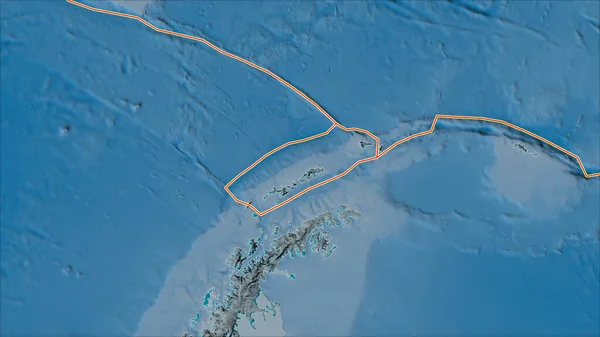 Las Placas Tectónicas Bordean Mapa Topográfico Las Áreas Adyacentes Área —  Fotos de Stock