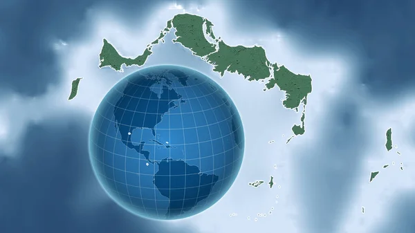 Isole Turks Caicos Globo Con Forma Del Paese Contro Mappa — Foto Stock