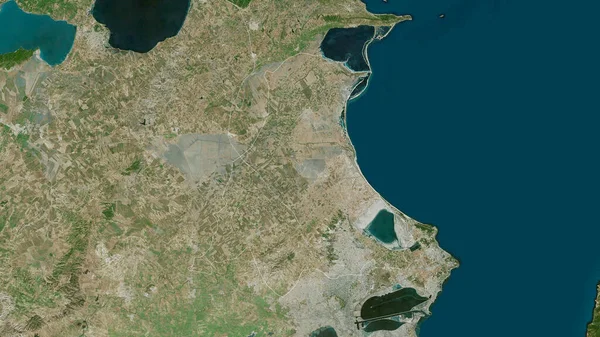Ariana Tunisiens Guvernör Satellitbilder Form Som Skisseras Mot Dess Landområde — Stockfoto