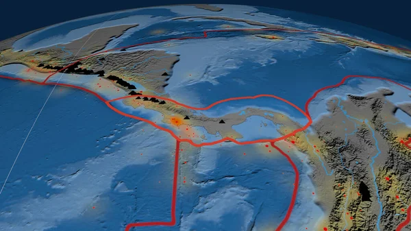 Die Tektonische Platte Panamas Umreißt Den Globus Topographie Und Bathymetrie — Stockfoto
