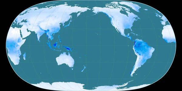 Παγκόσμιος Χάρτης Στην Προβολή Της Φυσικής Γης Κέντρο 170 Δυτικό — Φωτογραφία Αρχείου