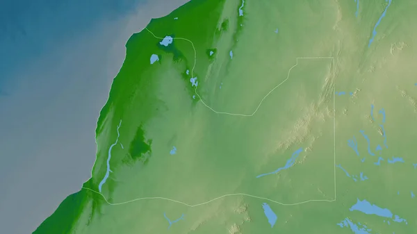 Boujdour Province Western Sahara Colored Shader Data Lakes Rivers Shape — Stock Photo, Image