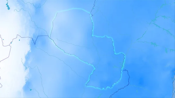立体投影中的年降水量图上的巴拉圭地区 具有发光轮廓的栅格层的原始成分 — 图库照片