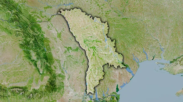 Moldavsko Satelitu Mapa Stereografické Projekci Hrubé Složení Rastrových Vrstev Temně — Stock fotografie