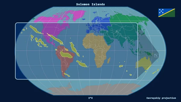 Vue Agrandie Contour Des Îles Salomon Avec Des Lignes Perspective — Photo