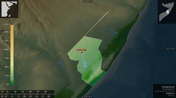 Galguduud Περιφέρεια Σομαλίας Χρωματιστά Δεδομένα Σκίασης Λίμνες Και Ποτάμια Σχήμα — Φωτογραφία Αρχείου