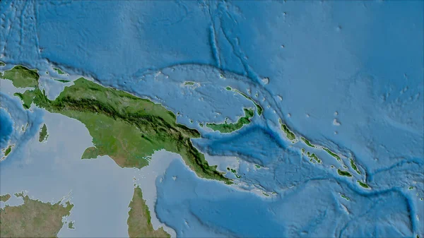 Sousedství Jižní Bismarck Tektonické Desky Mapě Satelitu Van Der Grinten — Stock fotografie