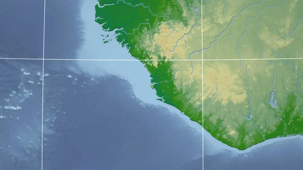 Sierra Leone Sousedství Vzdálená Perspektiva Bez Obrysu Barevná Fyzická Mapa — Stock fotografie