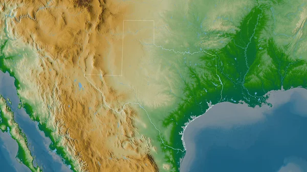 Texas Staat Van Verenigde Staten Gekleurde Schaduwgegevens Met Meren Rivieren — Stockfoto