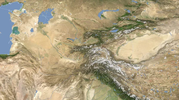 Tagikistan Dintorni Prospettiva Obliqua Lontana Nessun Contorno Immagini Satellitari — Foto Stock