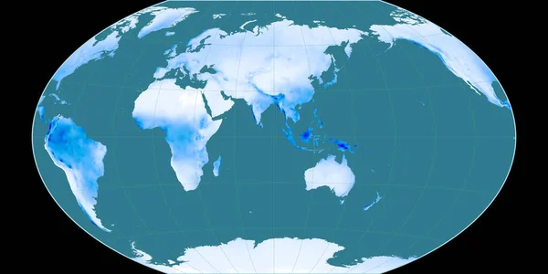 Světová Mapa Projekci Winkel Tripel Soustřeďuje Východní Délky Průměrná Roční — Stock fotografie