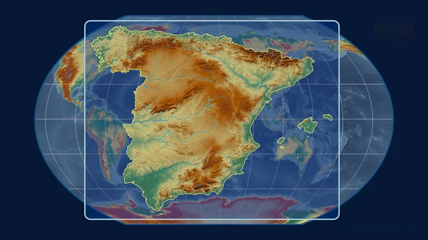 기사보기 스페인이 카브라 Kavrayskiy Projection 지도에 그리며 전망이 형상이 중심이다 — 스톡 사진