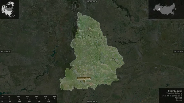 Swerdlowsk Region Russland Satellitenbilder Gestalt Die Sich Mit Informativen Überlagerungen — Stockfoto