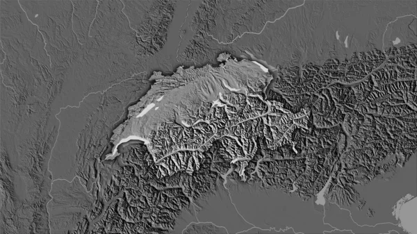 Suiza Mapa Elevación Bilevel Proyección Estereográfica Composición Cruda Capas Trama — Foto de Stock