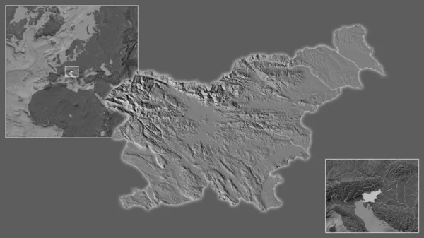 Nahaufnahme Von Slowenien Und Seiner Lage Der Region Und Zentrum — Stockfoto