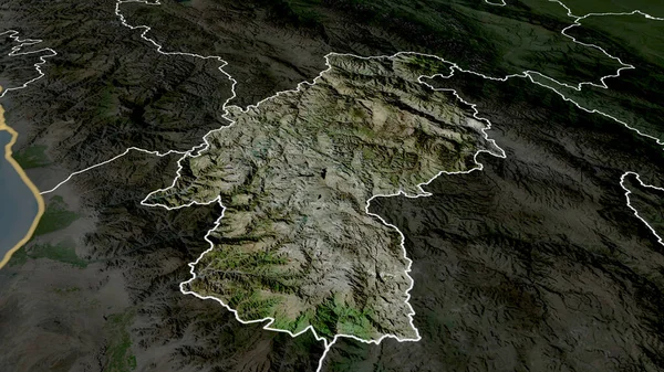 Huancavelica Région Pérou Zoomé Mis Évidence Imagerie Satellite Rendu — Photo
