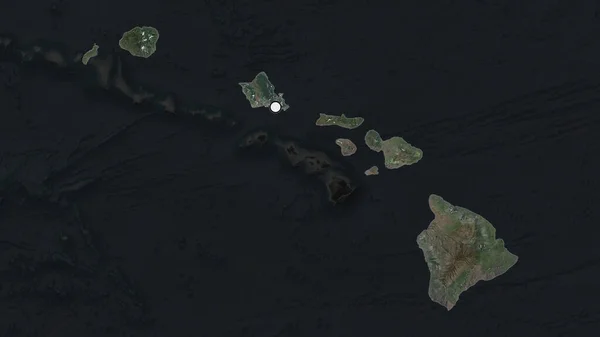 Área Destaque Dos Estados Unidos Havaí Com Ponto Capital Mapa — Fotografia de Stock