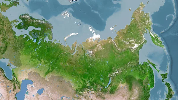 Russia Area Satellite Map Stereographic Projection Raw Composition Raster Layers — Stock Photo, Image