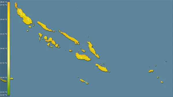 Temperatura Média Quarto Mais Quente Dentro Área Ilhas Salomão Projeção — Fotografia de Stock