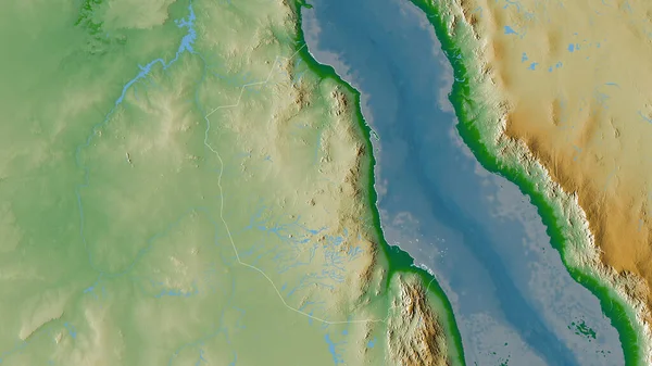 Red Sea State Sudan Colored Shader Data Lakes Rivers Shape — Stock Photo, Image