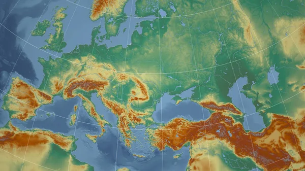 Украина Соседство Отдаленная Перспектива Очертаний Топографическая Рельефная Карта — стоковое фото