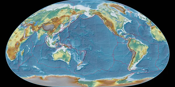 Mapa Del Mundo Proyección Loximuthal Centrado 170 Longitud Oeste Mapa — Foto de Stock