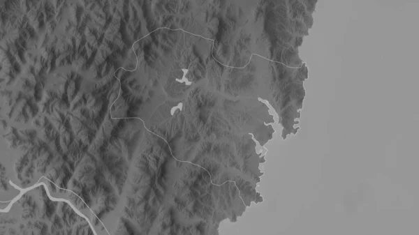 韓国の大都市 湖や川とグレースケールの地図 形状は その国の領域に対して概説 3Dレンダリング — ストック写真