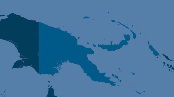 立体投影中巴布亚新几内亚地区的实心地图 栅格层的原始组成 — 图库照片